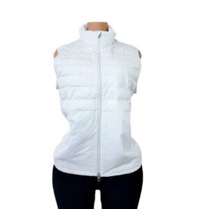 Lululemon Women's White Sleeveless Full-Zip Down For A Run Puffer Vest Size M